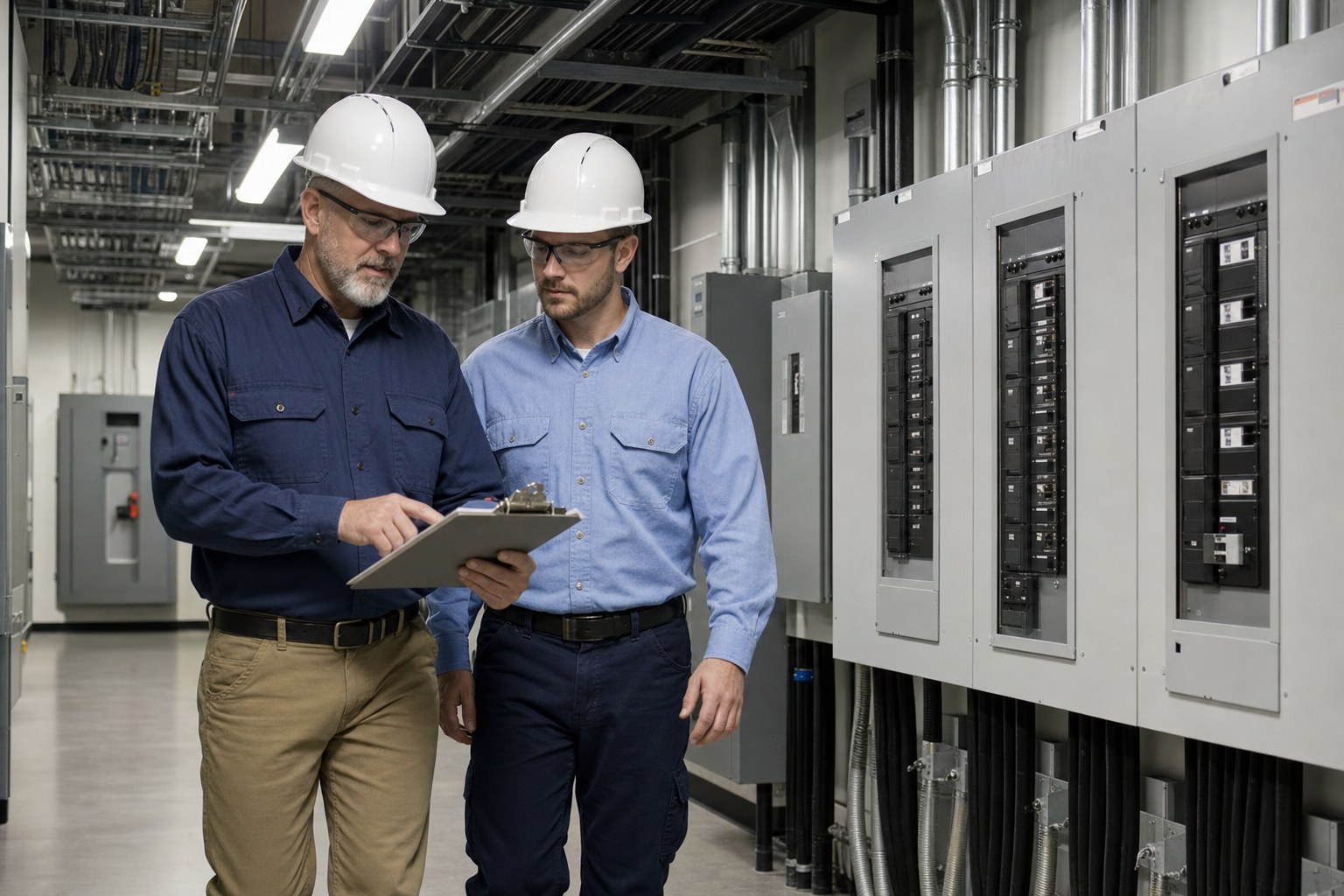 Electrical contractor at work