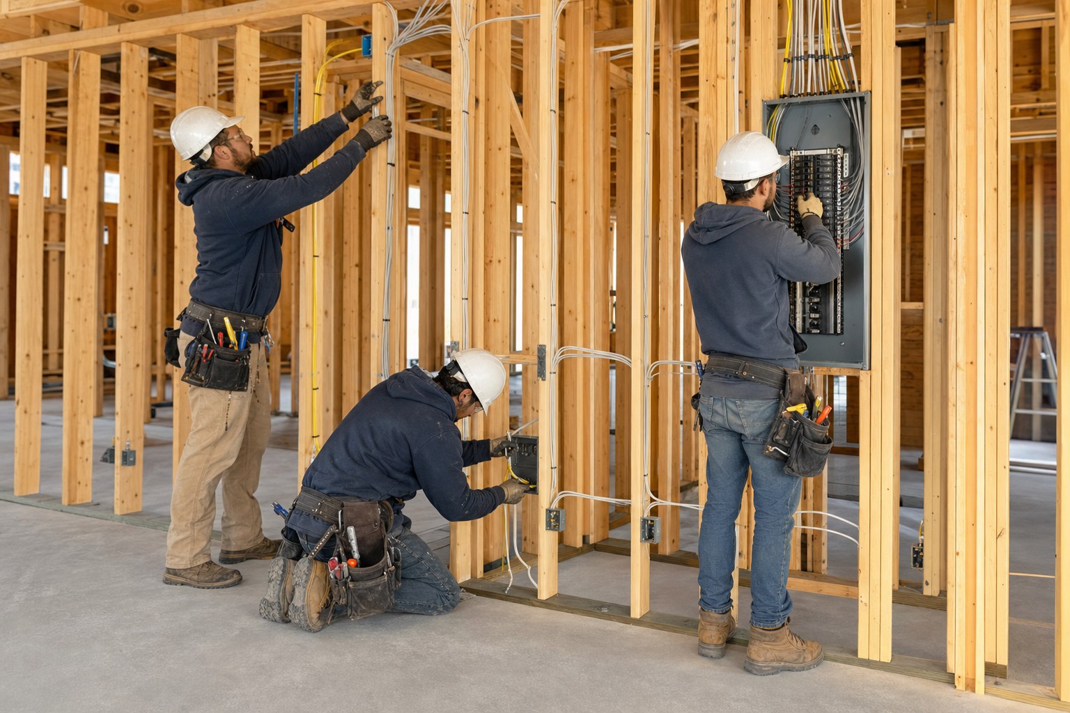Electrical contractor at work